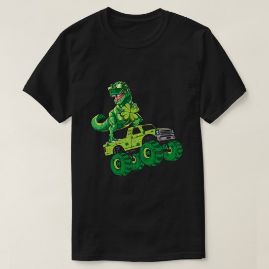 St patricks day恐竜モンスタートラックシャムロックボー tシャツ (デザイン正面)