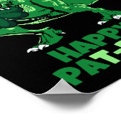 St patricks day恐竜四葉クローバーキッズボーイズ ポスター (角)