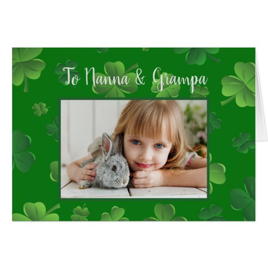 St. Patricks Day祖父母フォトグリーティングカード (正面横)