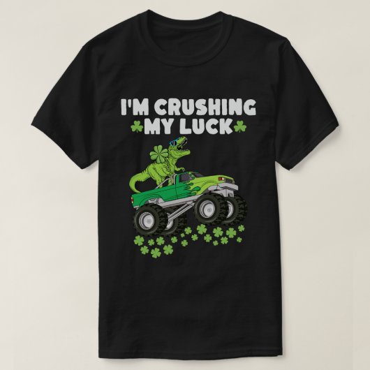 St patricks day私の運を粉砕Tレックストラックの子供 Tシャツ (デザイン正面)