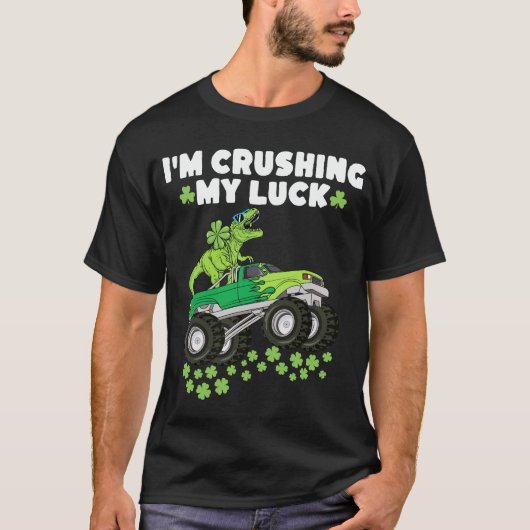 St patricks day私の運を粉砕Tレックストラックの子供 Tシャツ (正面)