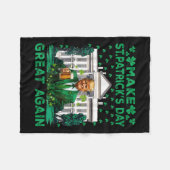 st patricks day素晴らしを再びおもしろいトランプ兵W フリースブランケット (正面(横))