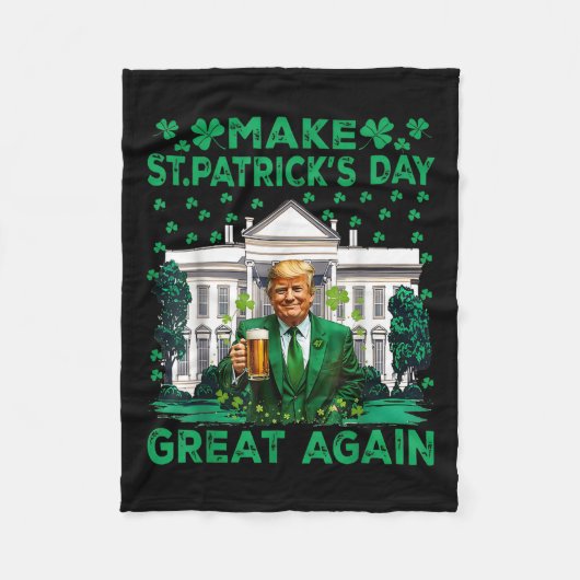 st patricks day素晴らしを再びおもしろいトランプ兵W フリースブランケット (正面)