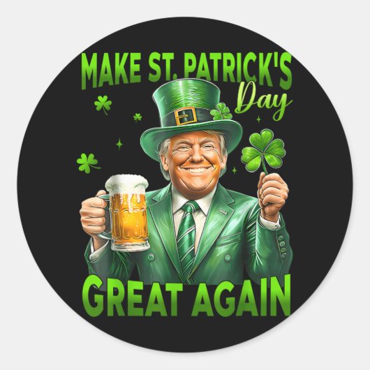 st patricks day素晴らしを再びおもしろいトランプ兵W ラウンドシール (正面)