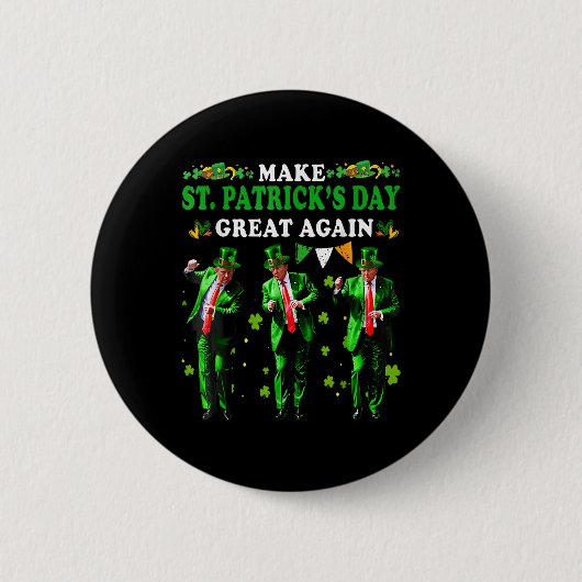 st patricks day素晴らしを再びおもしろいトランプ兵W 缶バッジ (正面)