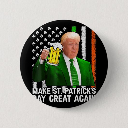 st patricks day素晴らしを再びおもしろいトランプ兵W 缶バッジ (正面)