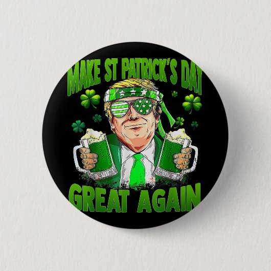 st patricks day素晴らしを再びおもしろいトランプ兵W 缶バッジ (正面)