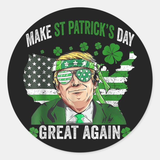 st patricks day素晴らしを再びおもしろいトランプ ラウンドシール (正面)