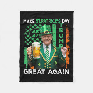 st patricks day素晴らしを再びアメリカ国旗のシャムロックにする フリースブランケット