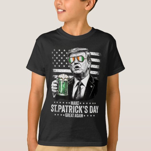 st patricks day素晴らしを再び作るアメリカ国旗 tシャツ (正面)