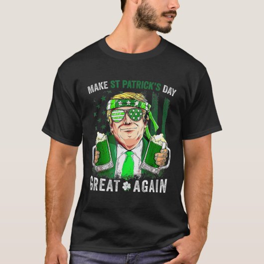 St patricks day素晴らし再びおもしろいトランプの女性 tシャツ (正面)