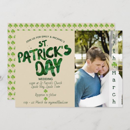 St Patrick's Day結婚式招待状- ADD PHOTO 招待状 (正面/裏面)