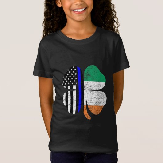 St patricks day薄ブルーラインアメリカアイルランド国旗 tシャツ (正面)