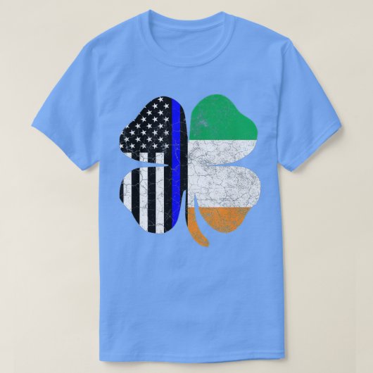 St patricks day薄ブルーラインアメリカアイルランド国旗 tシャツ (デザイン正面)