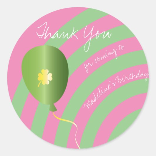 St patricks day誕生日サンキューシャムロックピンク ラウンドシール (正面)