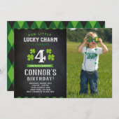 St Patrick's Day誕生日招待状と写真 招待状 (正面/裏面)