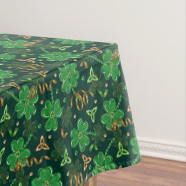 St patricks day金ゴールドトリフォイルリボンラッキーシャムロック テーブルクロス