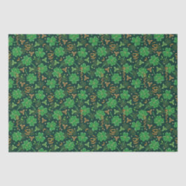 St patricks day金ゴールドトリフォイルリボンラッキーシャムロック 薄葉紙