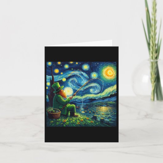 St patricks day魚釣りアイリッシュレプレチャンスターリーニ カード (正面)