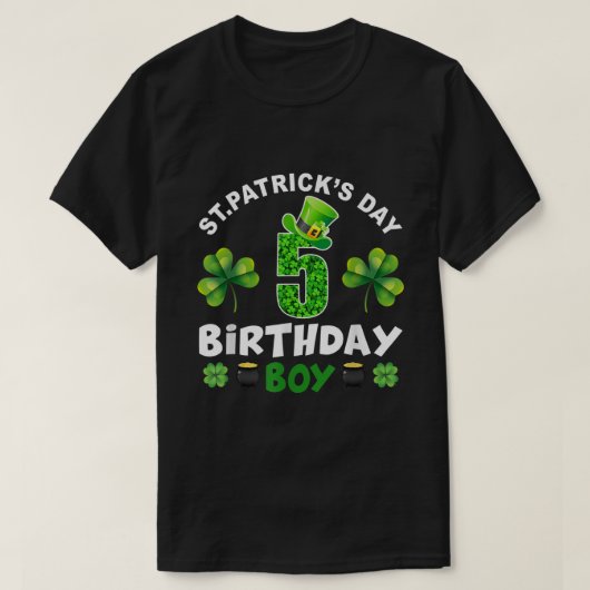 St patricks day5歳誕生日ボーイ5th誕生 tシャツ (デザイン正面)