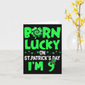 St patricks day9th誕生日ボーイガール9歳 カード (黄色い花)