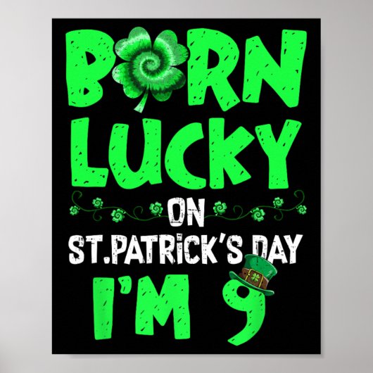 St patricks day9th誕生日ボーイガール9歳 ポスター (正面)