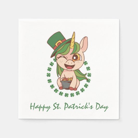 St patricks day・ユニコーン スタンダードカクテルナプキン (正面)