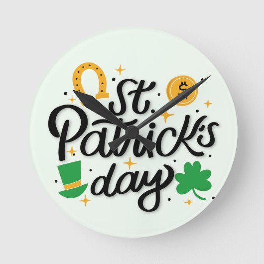 st patricks day ラウンド壁時計 (正面)