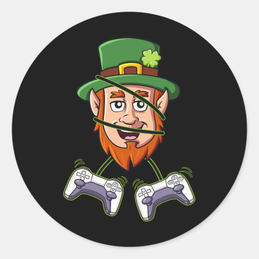 St patricks day・レプレシャン・ビデオ・ゲーム・コントローラー ラウンドシール (正面)