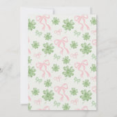 St Patrick's Day 1st Birthday Invitation Pink Bow 招待状 (裏面)