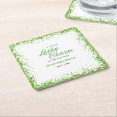 St Patrick's Day A Little Lucky Charm Baby Shower スクエアペーパーコースター (アングル)