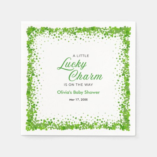 St Patrick's Day A Little Lucky Charm Baby Shower  スタンダードカクテルナプキン (正面)
