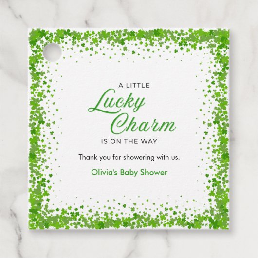 St Patrick's Day A Little Lucky Charm Baby Shower フェイバータグ (正面)
