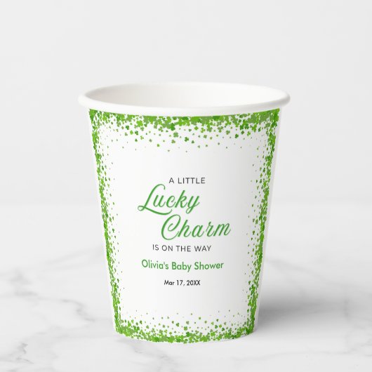 St Patrick's Day A Little Lucky Charm Baby Shower  紙コップ (正面)