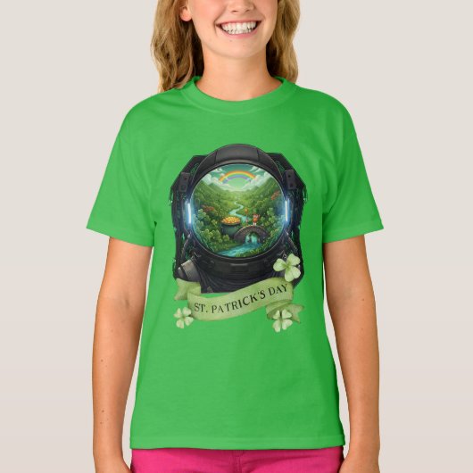 St Patricks Day Astronaut Luck Tee Tシャツ (正面)