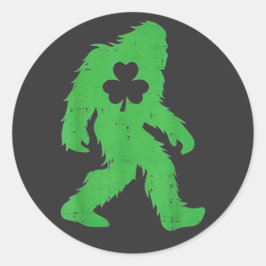 St Patricks Day Bigfoot Sasquatch Shamrock Men Wom ラウンドシール