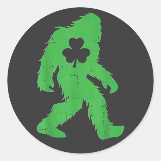 St Patricks Day Bigfoot Sasquatch Shamrock Men Wom ラウンドシール (正面)