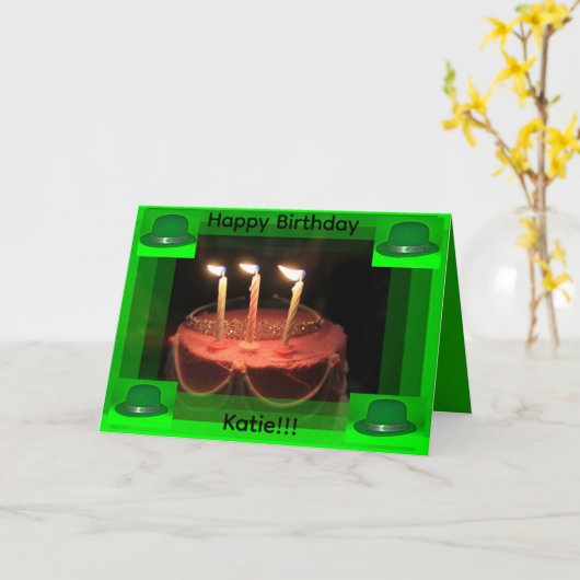 ST Patrick's Day Birthday Cake Card カード (黄色い花)