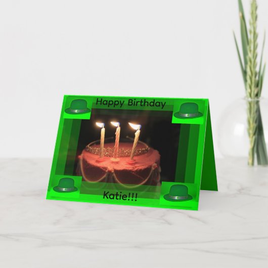 ST Patrick's Day  Birthday Cake Card カード (正面)