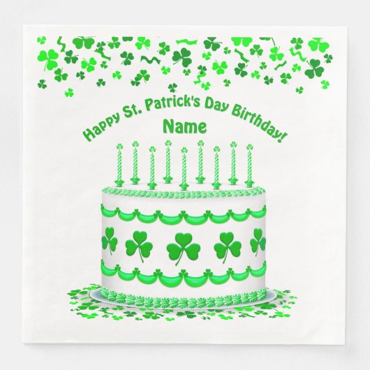 St Patrick's Day Birthday Cake Custom Candles (正面)