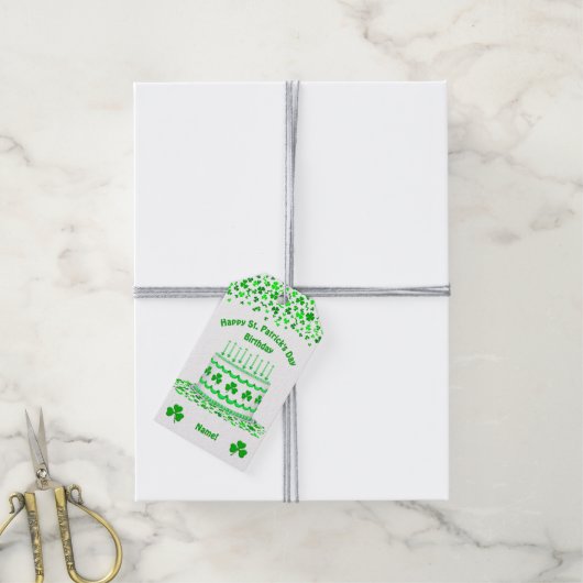St Patrick's Day Birthday Cake Custom Candles ギフトタグ (より糸付き)