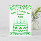St Patrick's Day Birthday Cake Custom Candles Flat カード (スタンド正面)