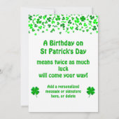 St Patrick's Day Birthday Cake Custom Candles Flat カード (裏面)
