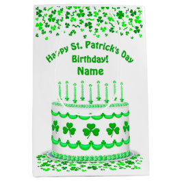 St Patrick's Day Birthday Cake Customizable Candle ミディアムペーパーバッグ