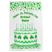 St Patrick's Day Birthday Cake Customizable Candle ミディアムペーパーバッグ (裏面)