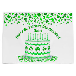 St Patrick's Day Birthday Cake Customizable Candle ラージペーパーバッグ