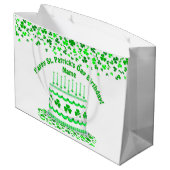 St Patrick's Day Birthday Cake Customizable Candle ラージペーパーバッグ (裏面アングル)