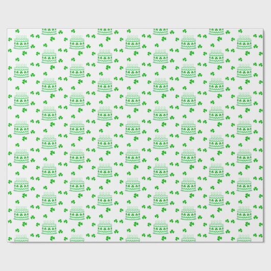 St. Patrick's Day Birthday Cake Pattern ラッピングペーパー (フラット)