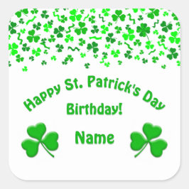 St Patrick's Day Birthday Green Shamrocks Confetti スクエアシール