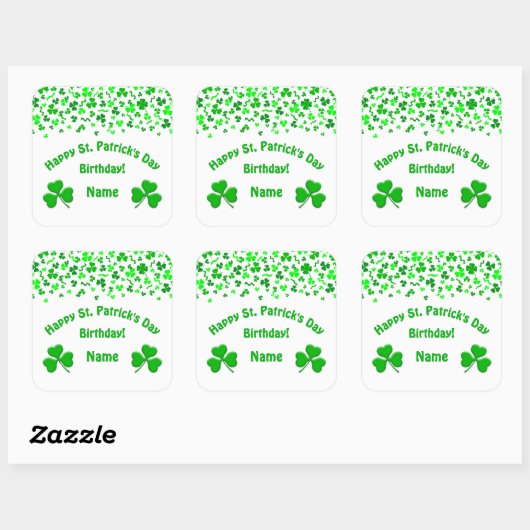 St Patrick's Day Birthday Green Shamrocks Confetti スクエアシール (シート)